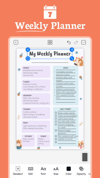 Daily Planner, Digital Journal Screenshot