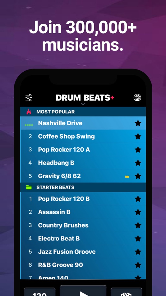 #1. Drum Beats+ Rhythm Machine (iOS) De: Ninebuzz Software LLC