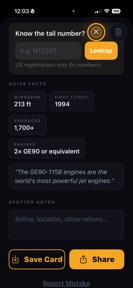 AeroSnap Aircraft Identifier screenshot