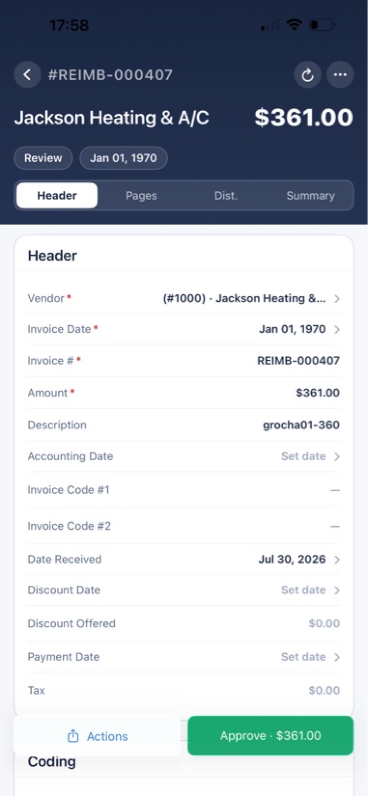 hh2 AP Payments screenshot 2
