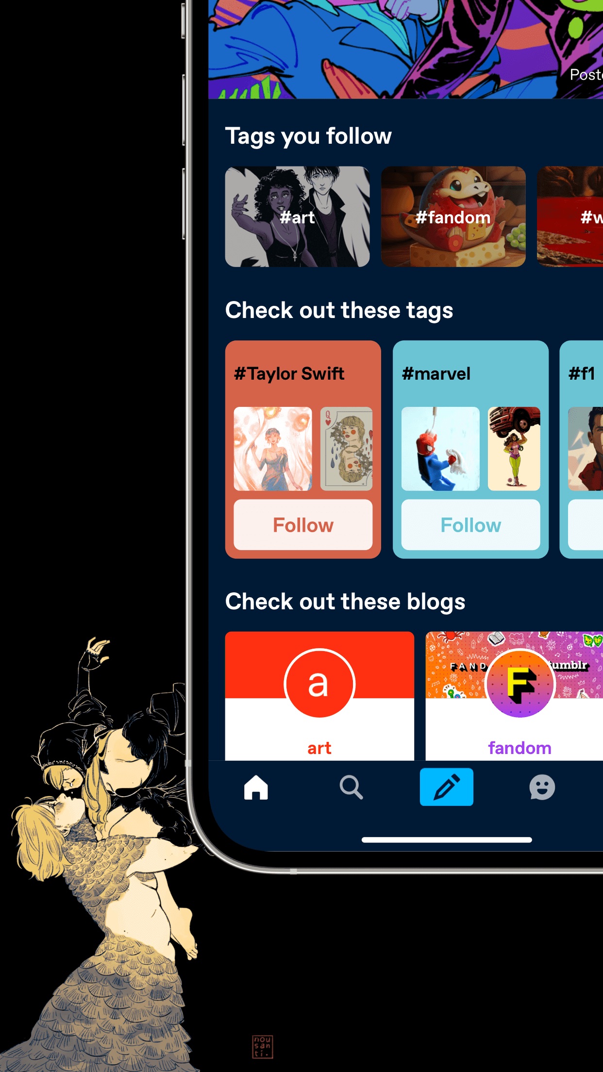 Screenshot do app Tumblr: Cultura, Arte e Trends