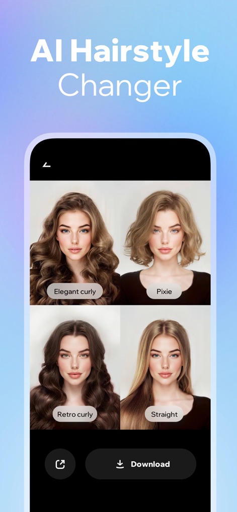 Prookie: Hair AI Hairstyle app - Los usuarios pueden explorar una vasta gama de transformaciones de peinado, desde un elegante 'Rizado' hasta un atrevido 'Pixie', generadas con IA para visualizar instantáneamente un cambio de look antes de comprometerse.
