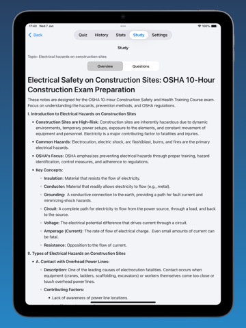 OSHA 10 Construction Exam Prep iPad screenshot