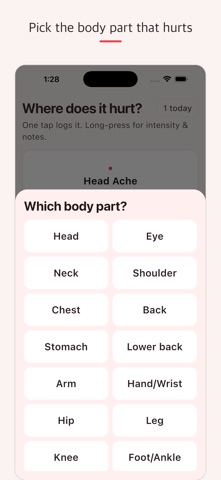 PainTap - One-Tap Pain Log Screenshot 2 of 5