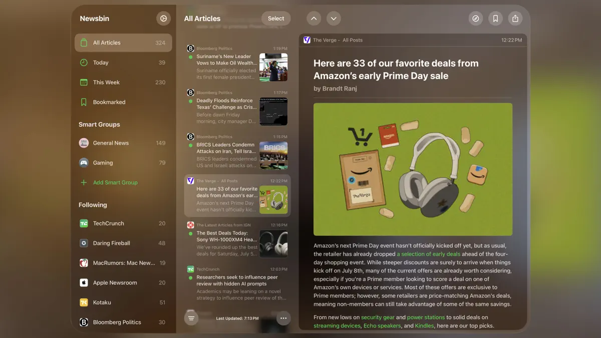 Newsbin: RSS Reader screenshot 1