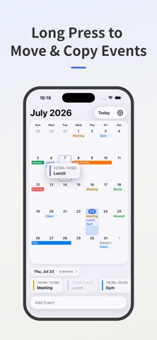 Monthly Grid Calendar iPhone screenshot