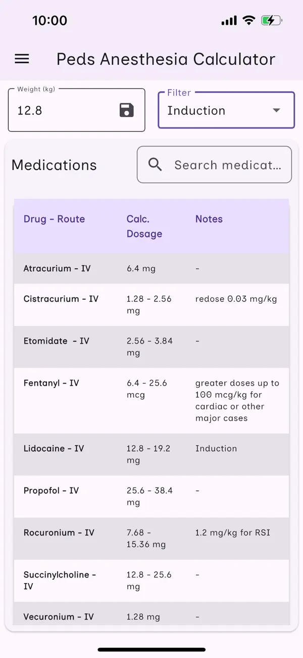 Screenshot #3 pour Pediatric Anesthesia Calc