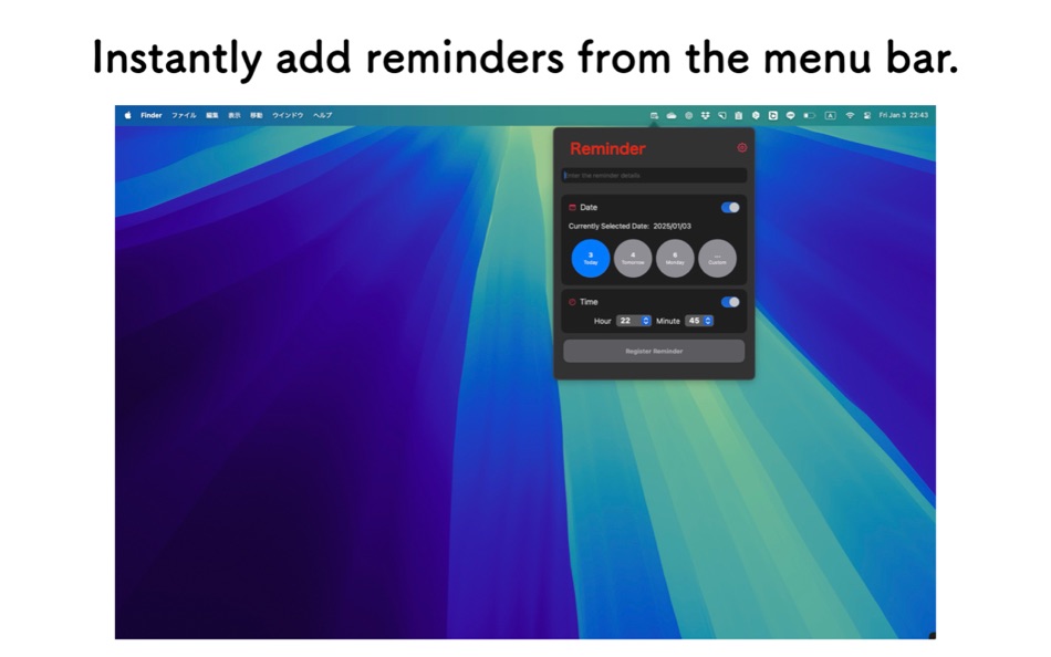 #1. Fast Reminder for Menubar (macOS) By: SUMMERBANANA
