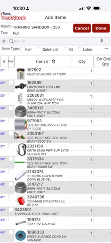 eTurns TrackStock screenshot