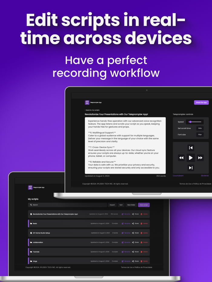Telepromptly for video creator