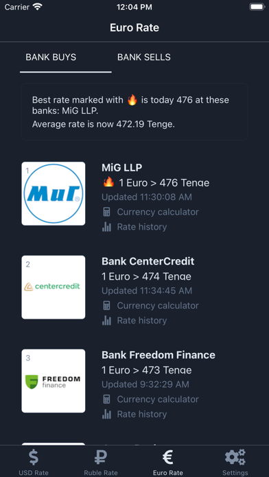 Kazakhstan Currency Rates Screenshot