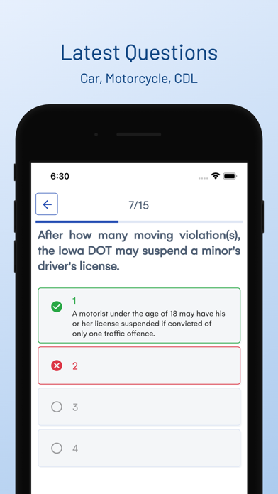 Iowa DOT Drivers Permit Test Screenshot