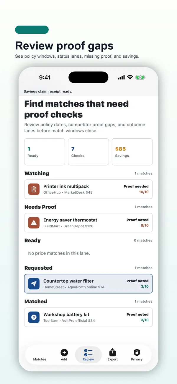 Screenshot #3 pour Price Match Proof Ledger