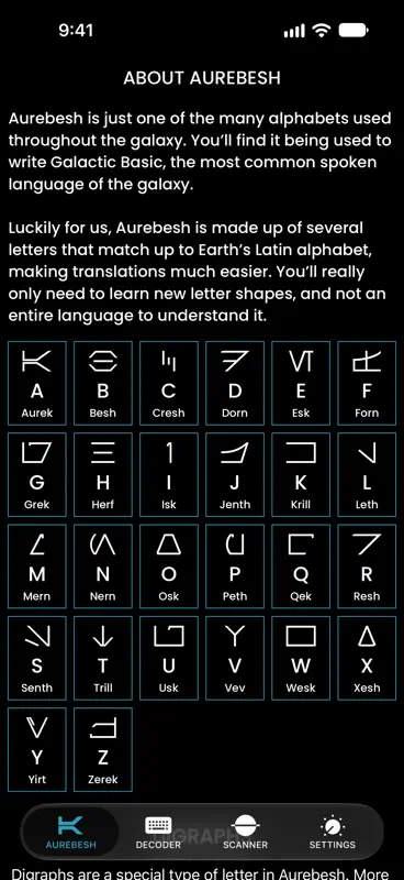 Galactic Decoder for Aurebesh screenshot 4 of 4