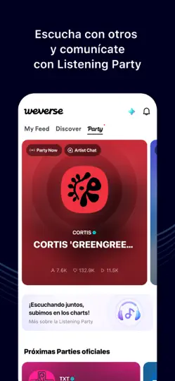 Captura de pantalla de Weverse, Acércate A Tu Artista en iPhone 5
