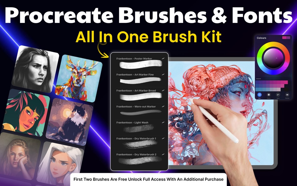 #1. Brushes and Font For Procreate (macOS) بواسطة: Usman Ali
