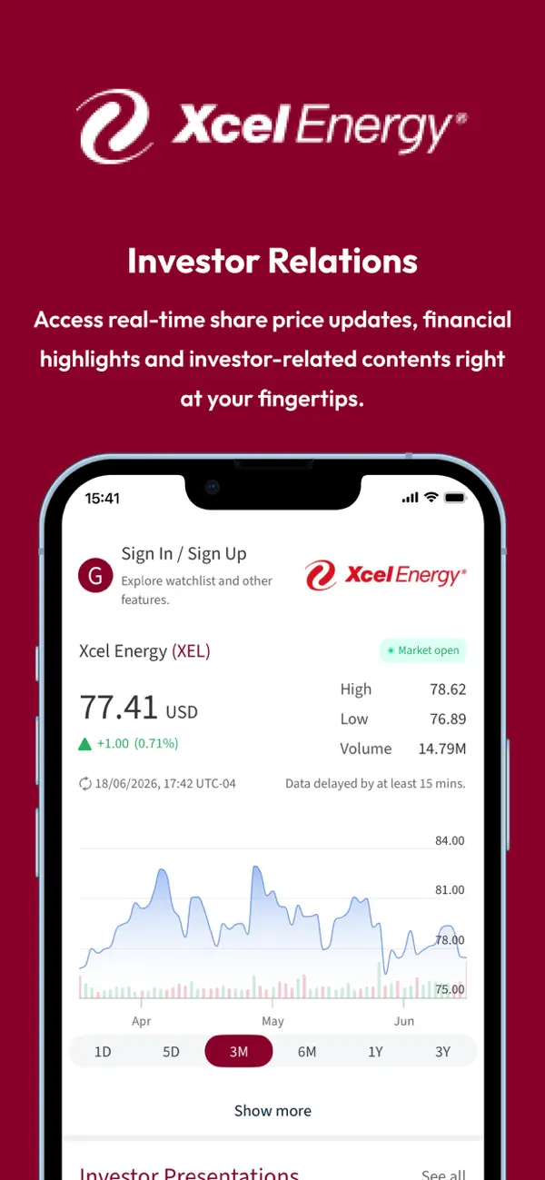 Screenshot #1 pour Xcel Energy Investor Relations