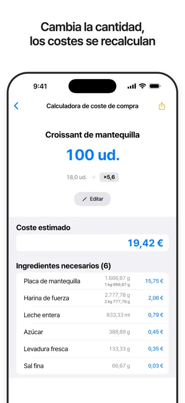 KitchenCost - Costo de Recetas screenshot 5 of 6