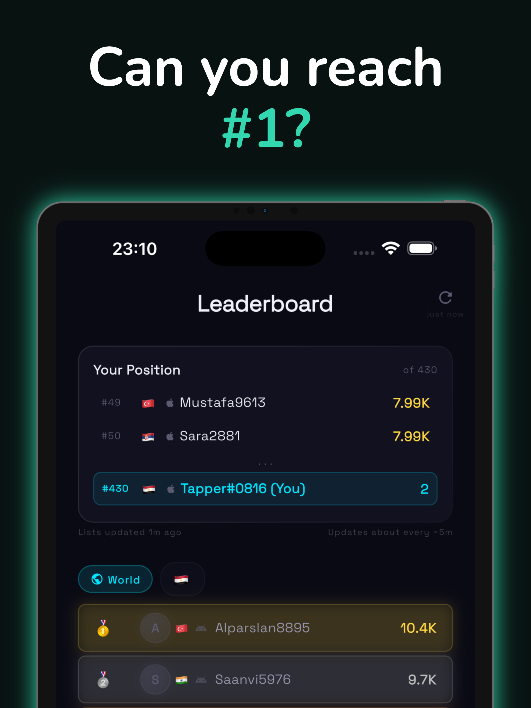 Global Tap: World Leaderboard