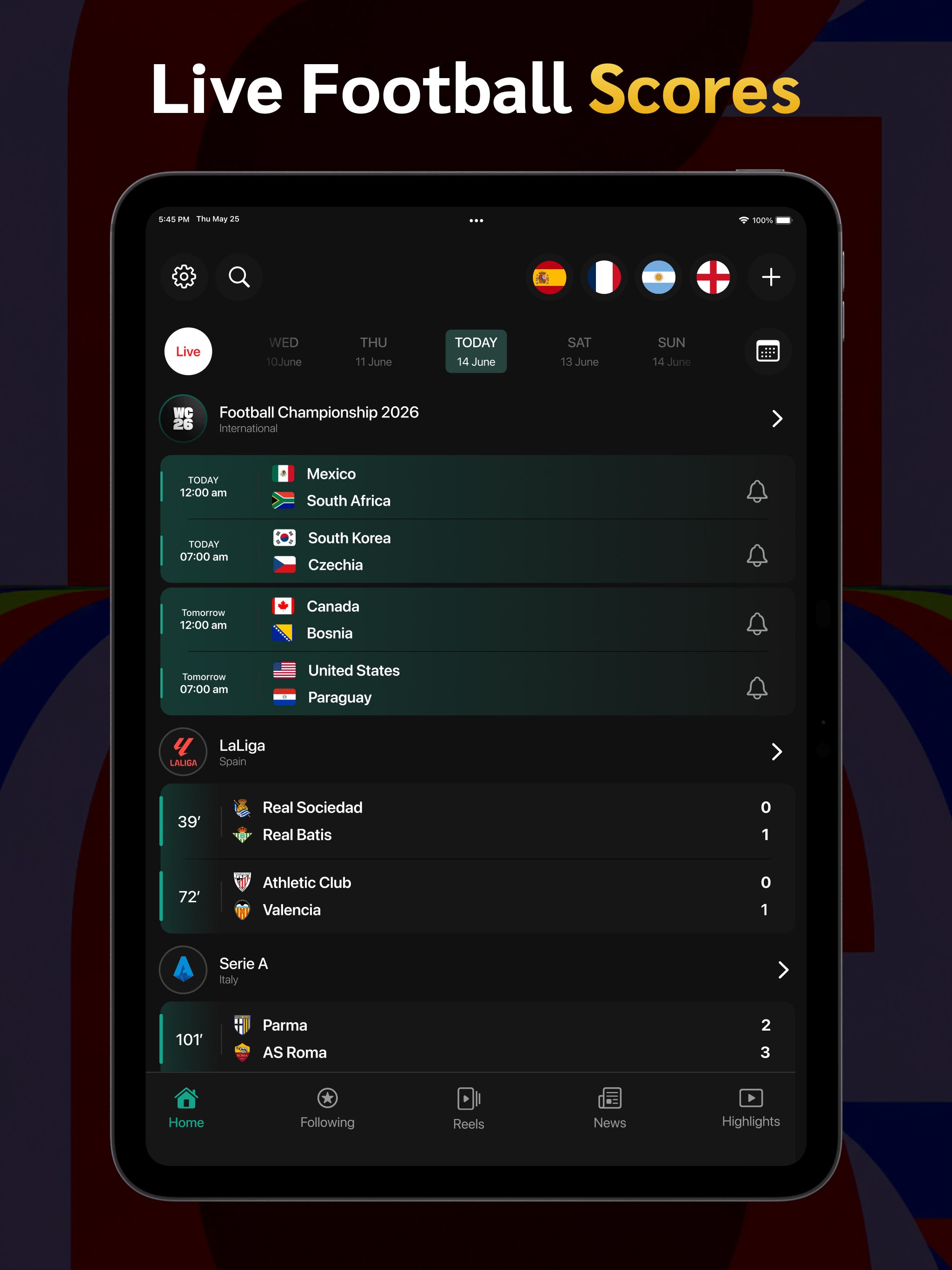 Football Live Scores, Fixtures