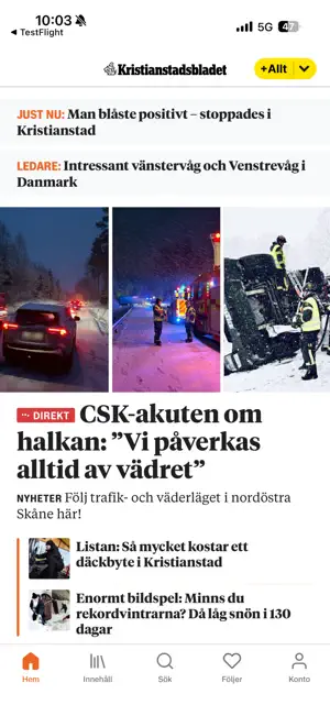 Kristianstadsbladet Nyhetsapp screenshot 1