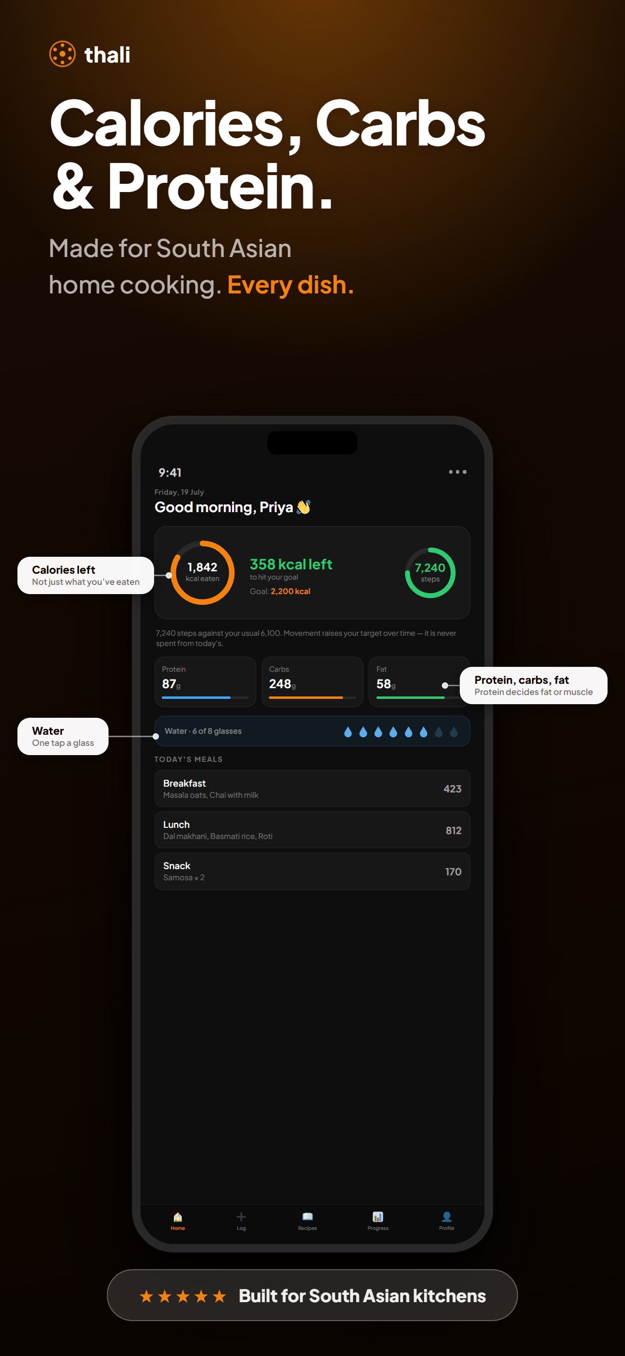 Screenshot 1 of Thali: Desi Calorie Tracker