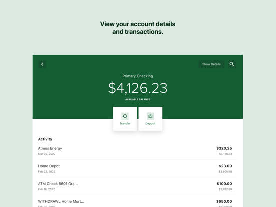 Grow Mobile Banking iPad screenshot