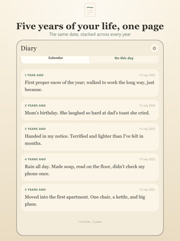 Diary: One Line a Day Journal iPad screenshot