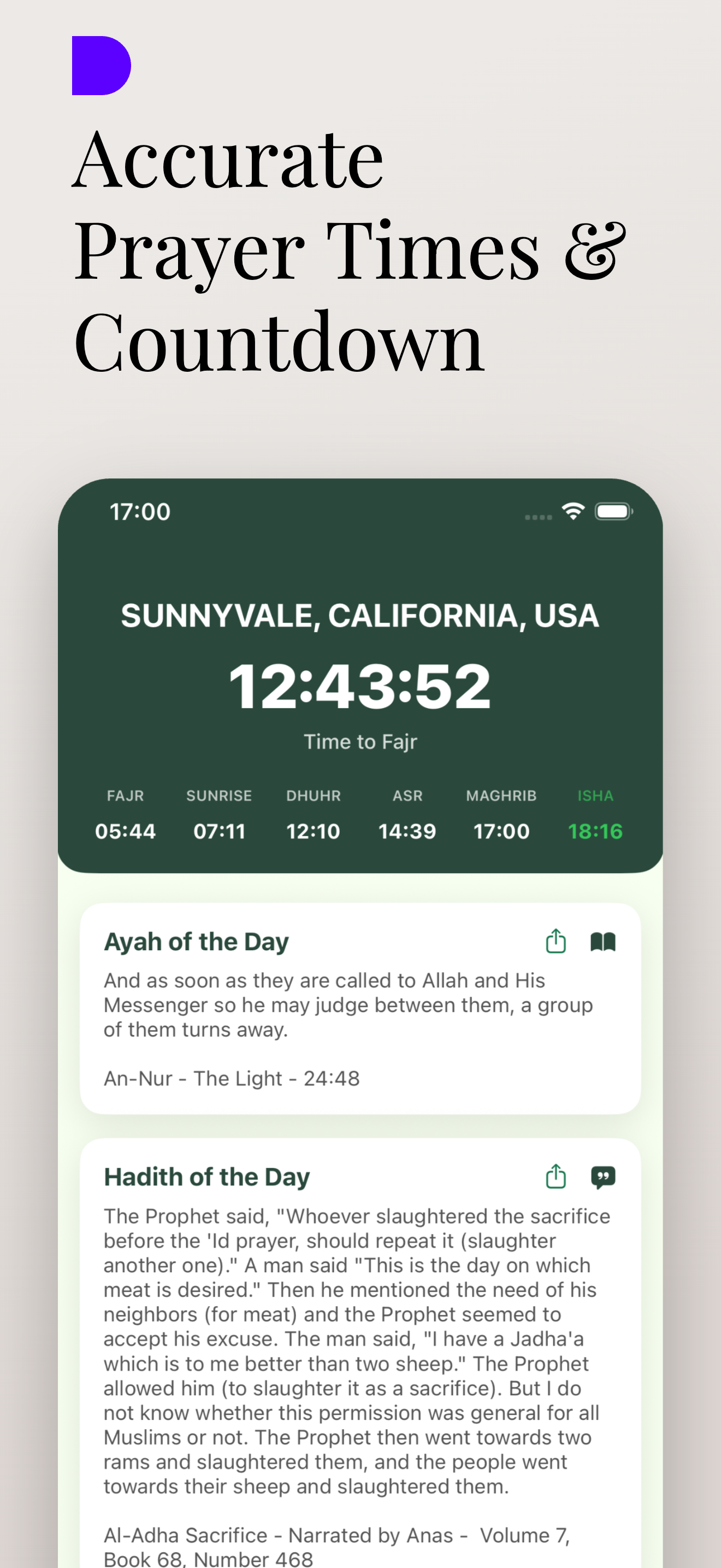 Prayer Times, Athan & Al Quran