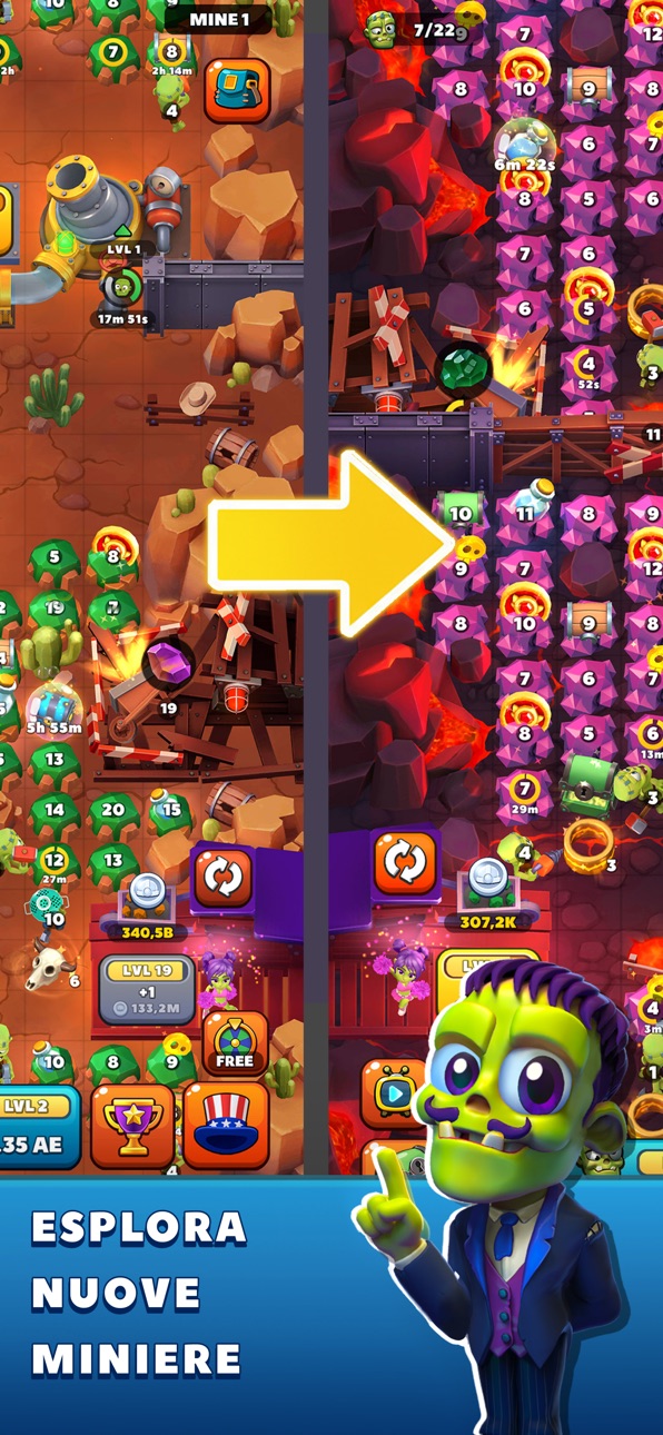 Idle Zombie Miner: Gold Tycoon iOS Mod IPA screenshot 4 - iOS game interface