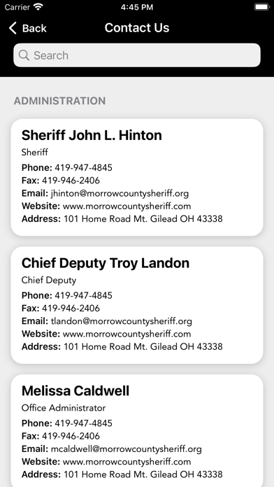 Morrow County Sheriff Ohio Screenshot