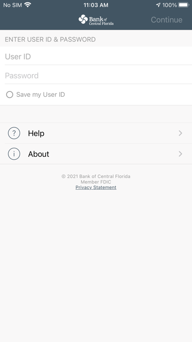 Bank of Central FL Personal Screenshot