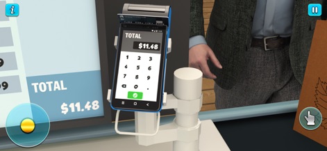 Supermarket Cashier Girl Games - A close-up view of the digital payment keypad ensures accurate input, clearly displaying the final transaction total for customer payments.