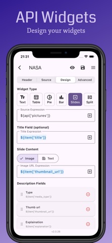 API Widgets screenshot