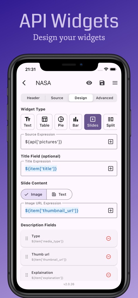 API Widgets - Developer Tools App | MWM