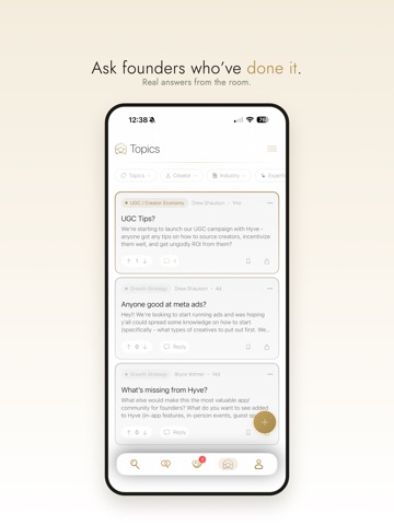 hyve - the founder network iPad screenshot