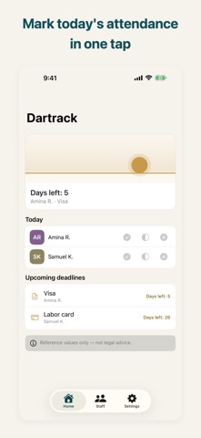 Dartrack: Maid & Staff Log iPhone screenshot