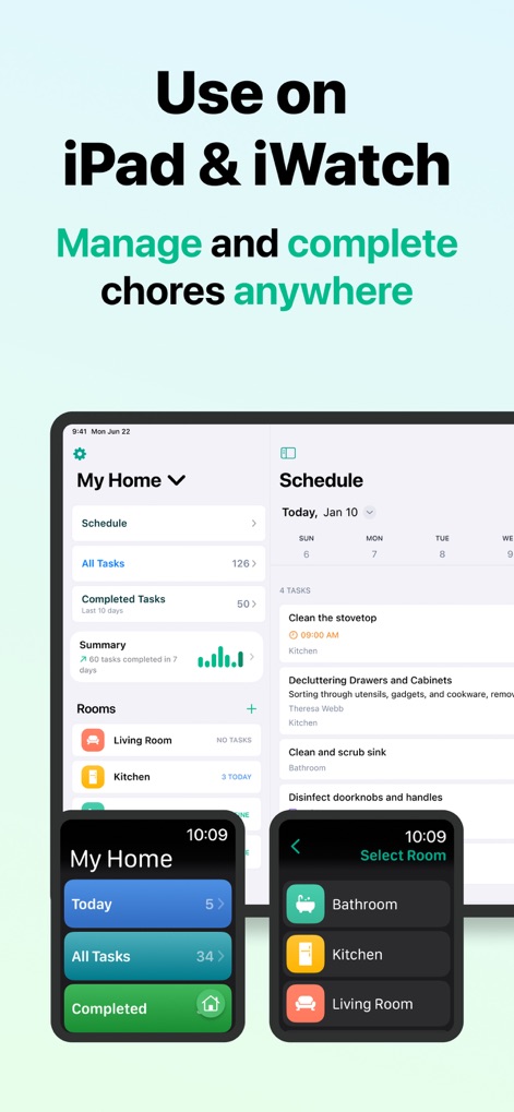 House Chores Cleaning Schedule - Productivity App | MWM