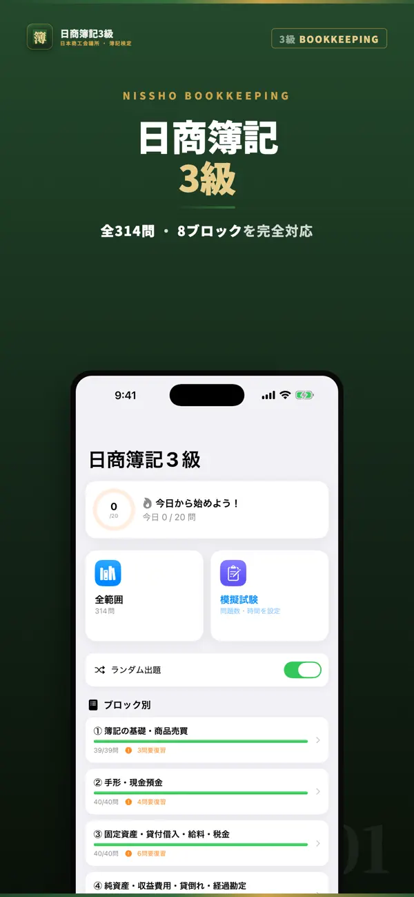 Screenshot #1 pour 日商簿記3級 試験対策｜問題集