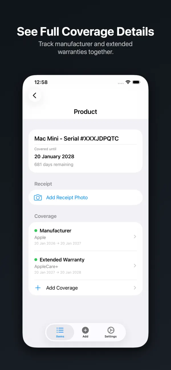 Screenshot #2 pour WarrantySafe: Warranty Tracker