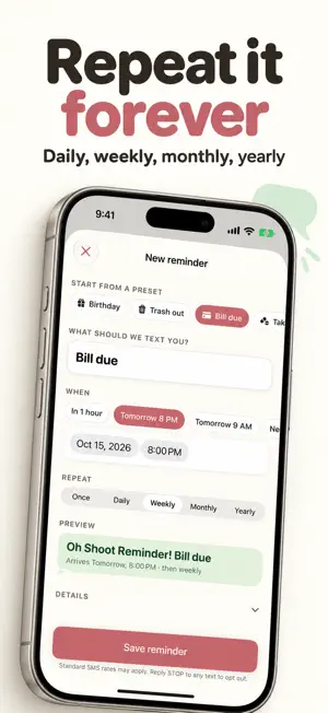 Oh Shoot! Text Reminders screenshot 3