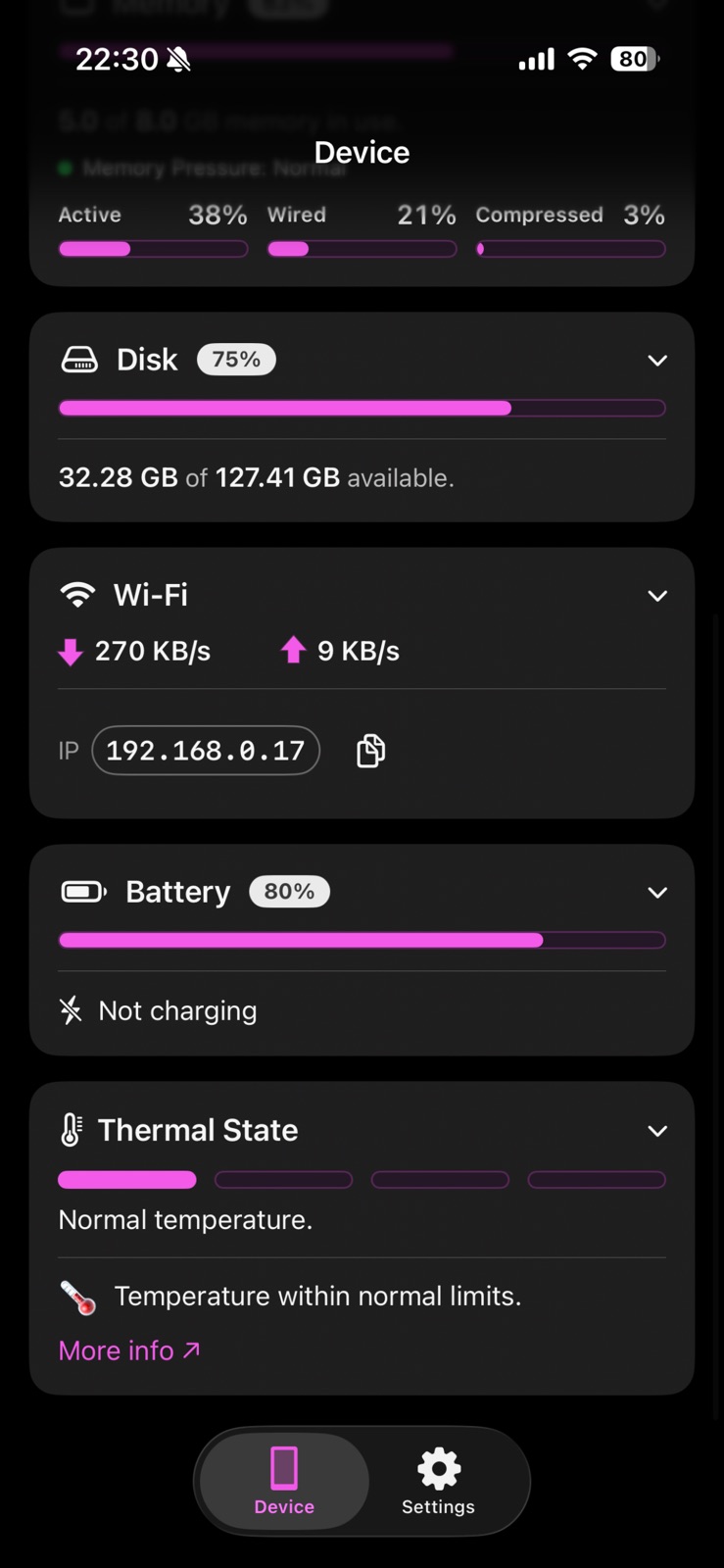 Stats Panel - System Monitor iphone screenshot 2