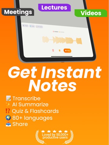 AI Note Taker - Voicion iPad screenshot