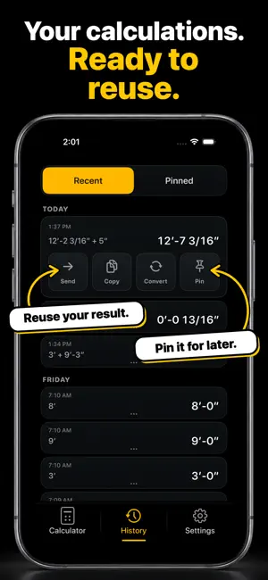 Feet & Inches Calculator Pro screenshot 3