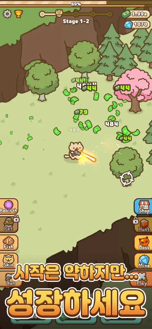 Idle Cat Gunner: Shooter RPG iOS Mod IPA screenshot 1 - iOS game interface