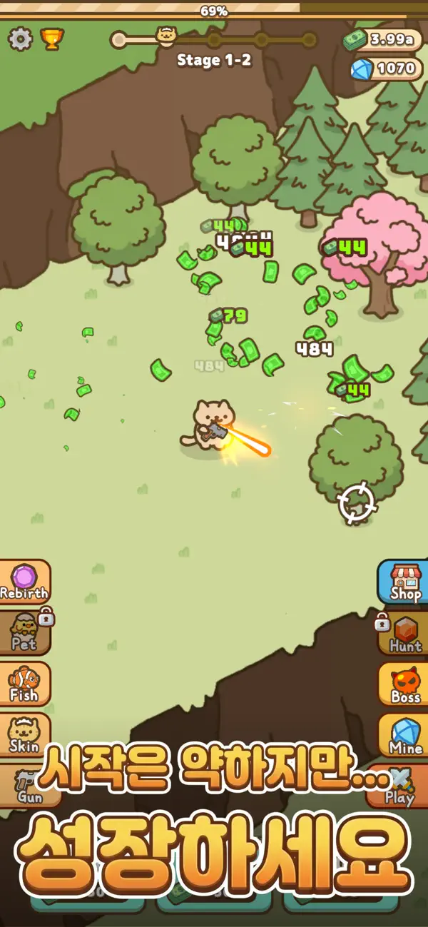 Idle Cat Gunner: Shooter RPG iOS Mod IPA screenshot 1 - iOS game interface