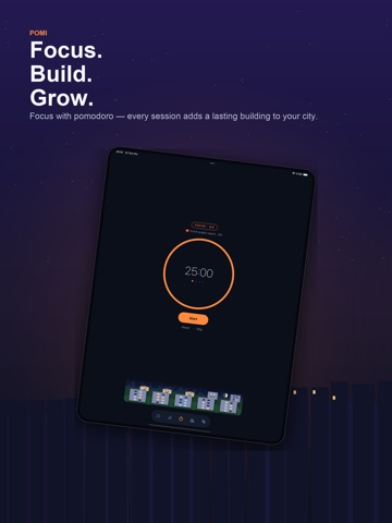 Pomi: Focus & City Builder iPad screenshot