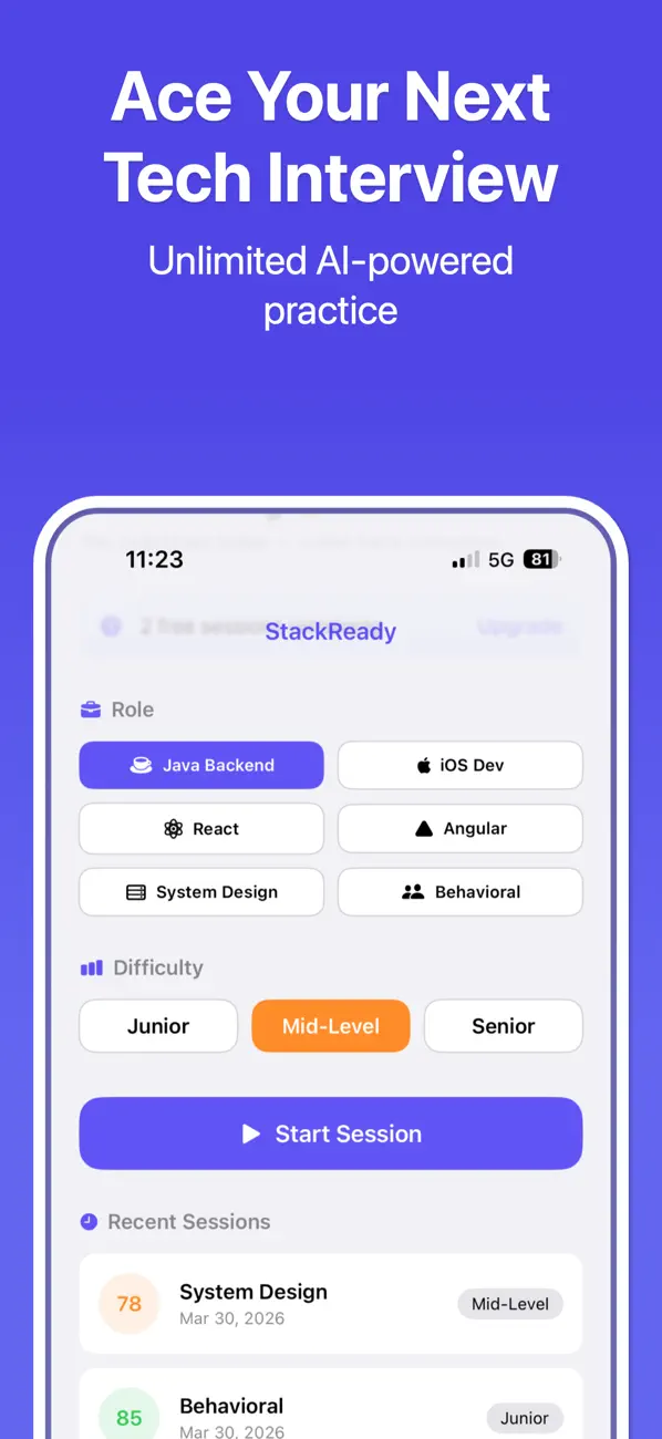 Screenshot #1 pour StackReady: Interview Practice