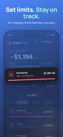 Budget Habit - Expense Tracker iPhone screenshot