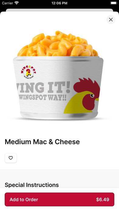 WINGSPOT US iPhone screenshot 4 - Food & Drink app